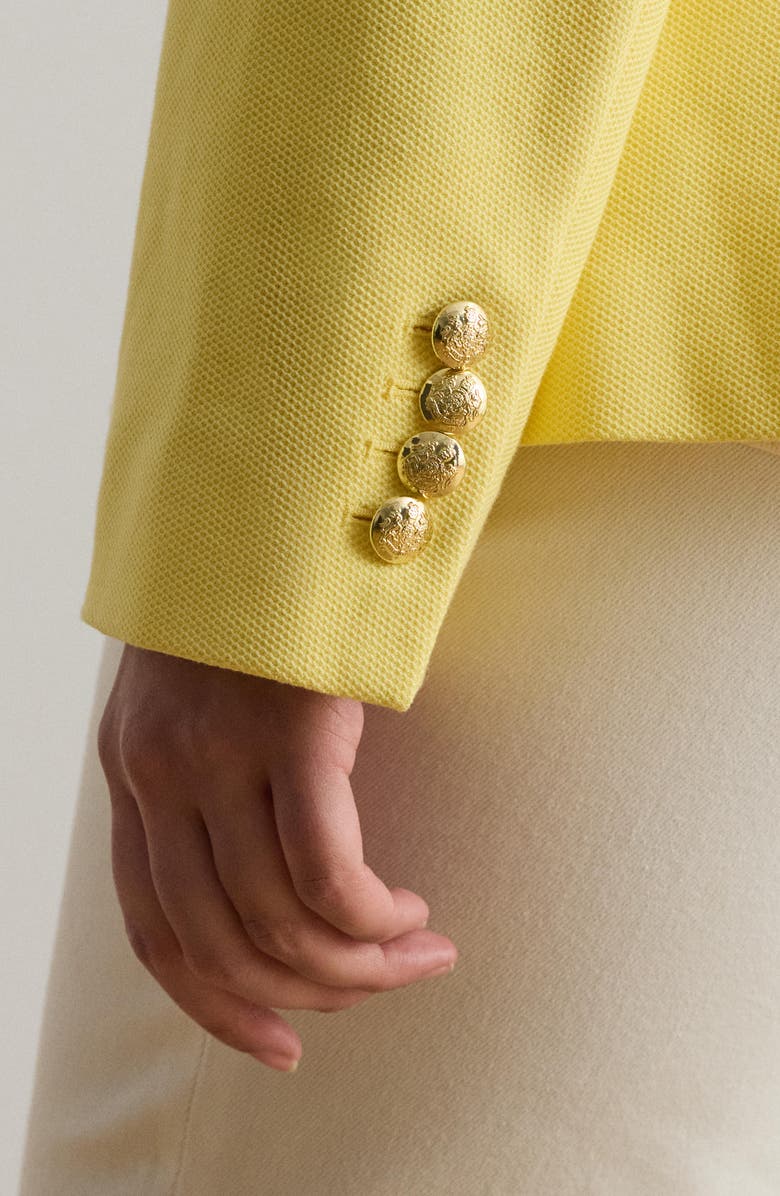 Lauren Ralph Lauren Logo Appliqué Blazer, Alternate, color, Lemon Sorbet Yellow