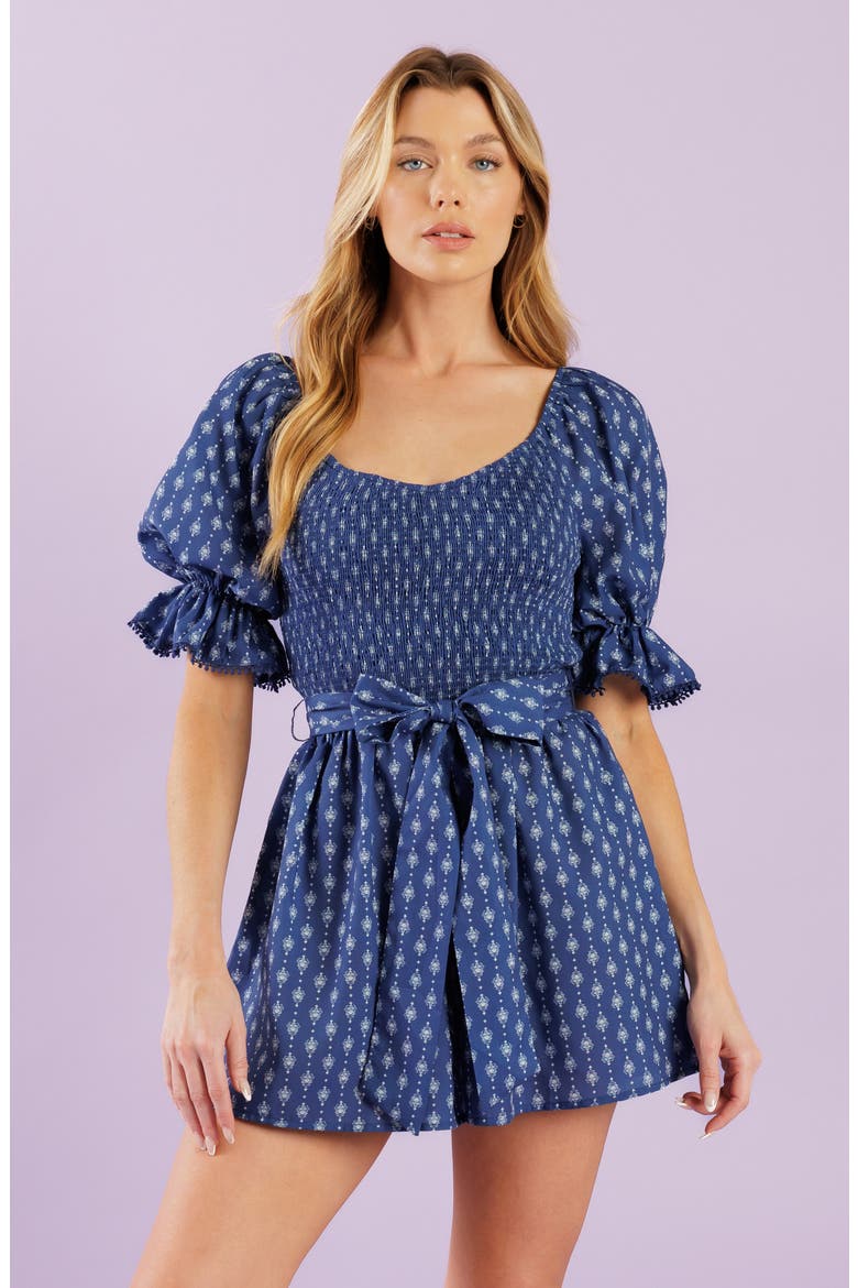 Print Short Romper, Alternate, color, NAVY