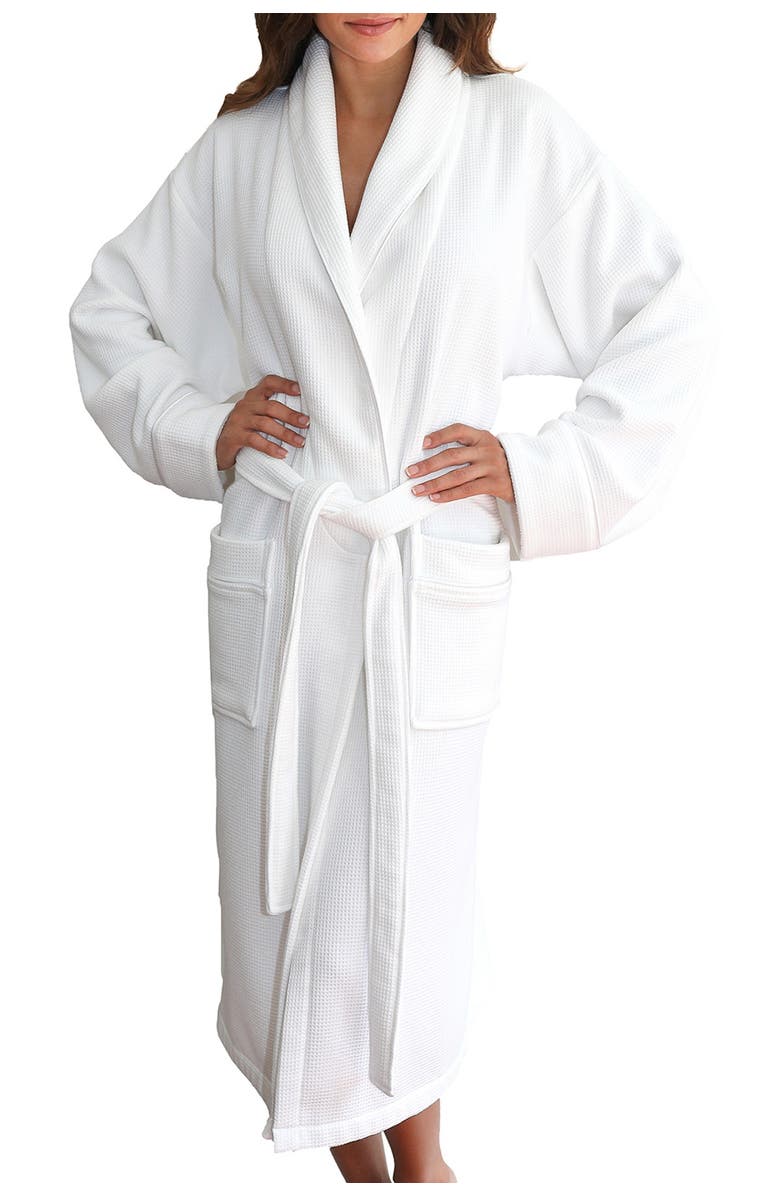 Linum Home Textiles Turkish Cotton Waffle Terry Robe, Alternate, color, White