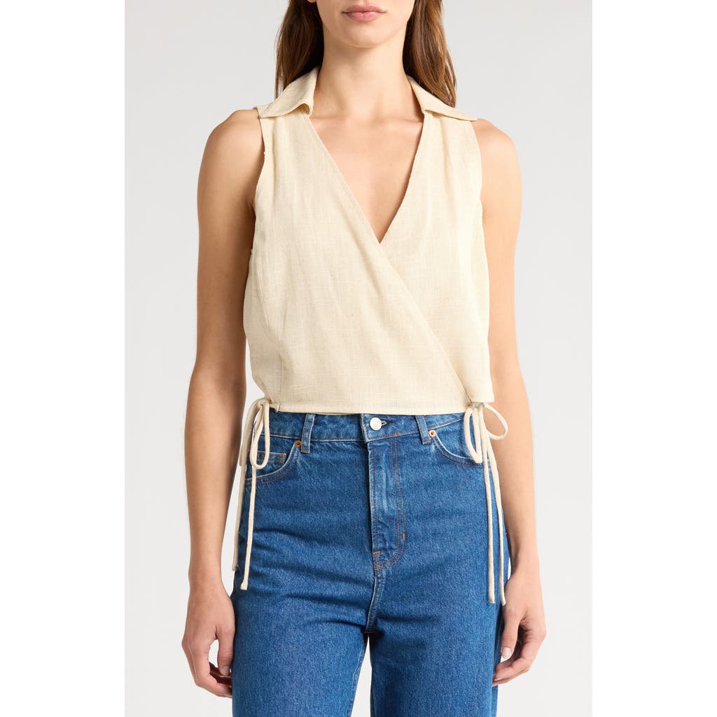 1.state Wrap Front Collar Top In Natural