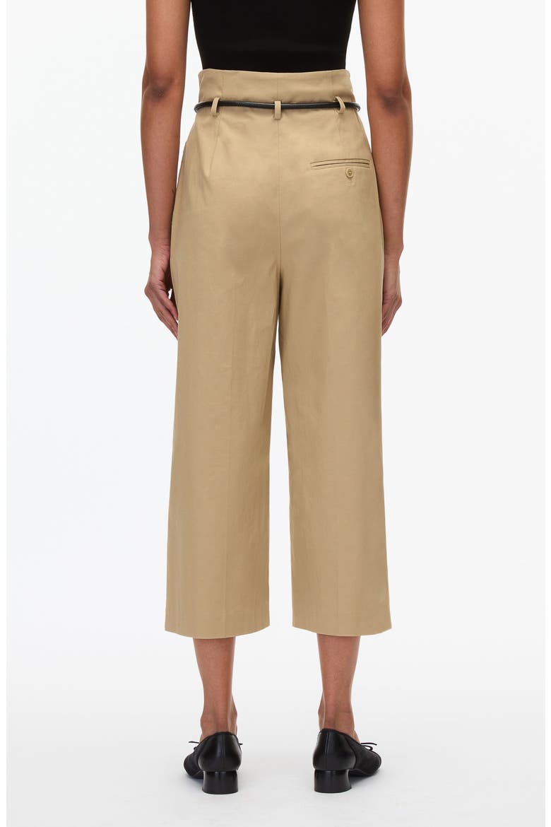 Origami Pleat Wide Leg Cropped Trousers, Alternate, color, KHAKI