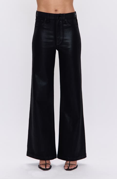 Lana Wide Leg Jeans (Coated Noir)