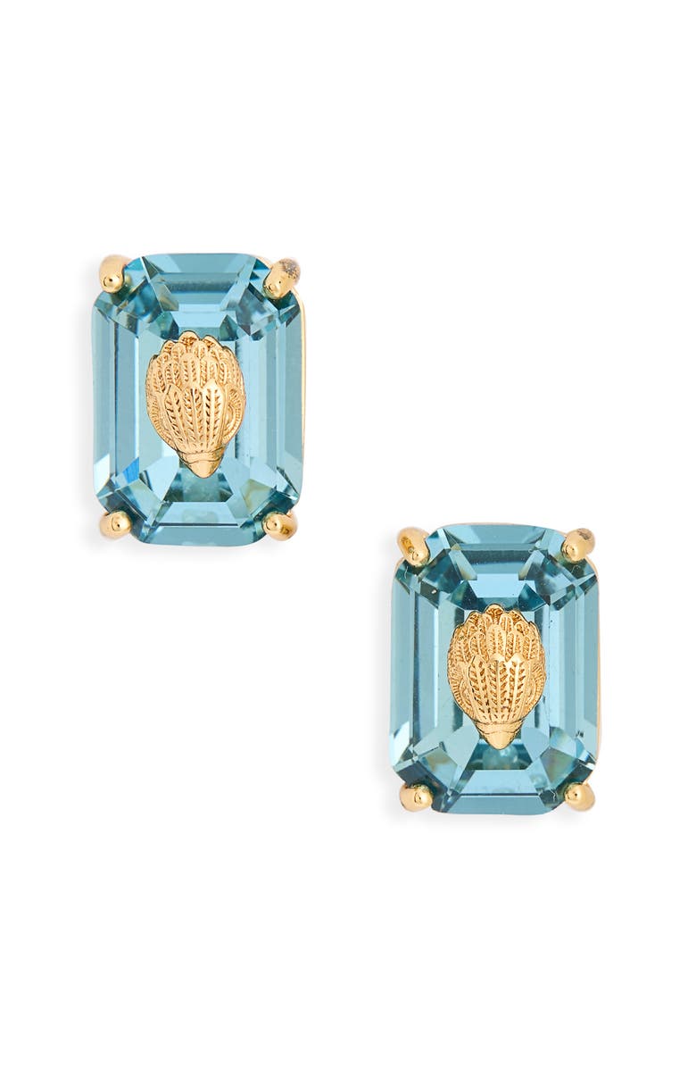 Kurt Geiger London Crystal Emerald Stud Earrings, Alternate, color, Blue