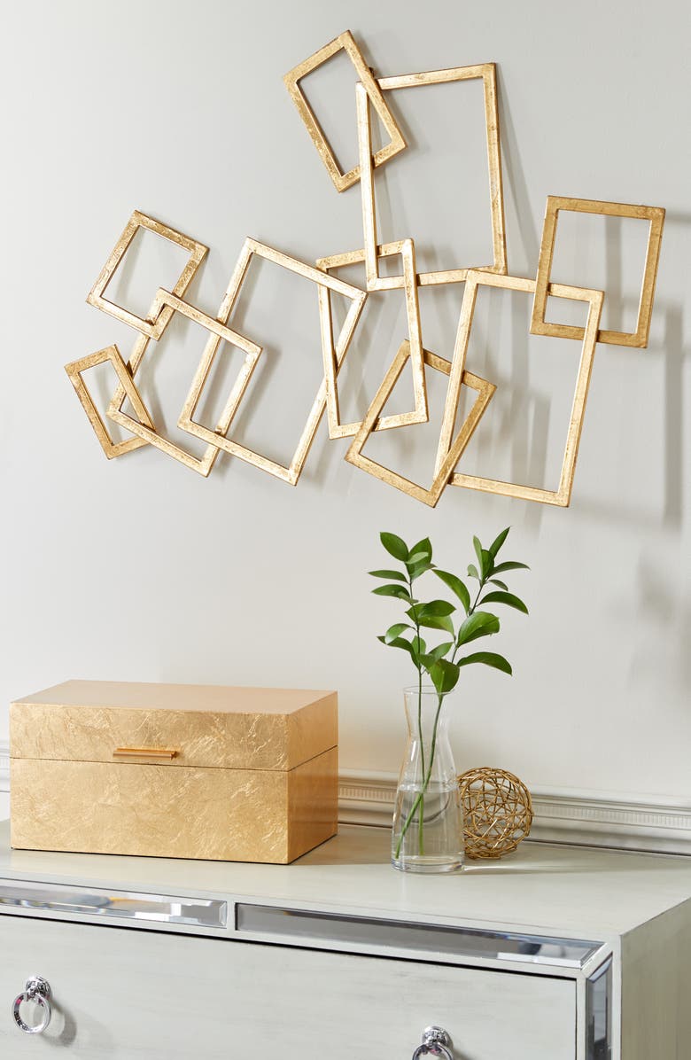 COSMO BY COSMOPOLITAN Abstract Rectangular Gold Metal Wall Decor - 30" X 22", Alternate, color,