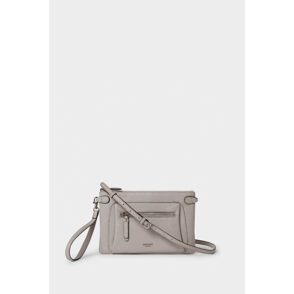 Osprey London The Ruby Leather Crossbody Bag In Gray