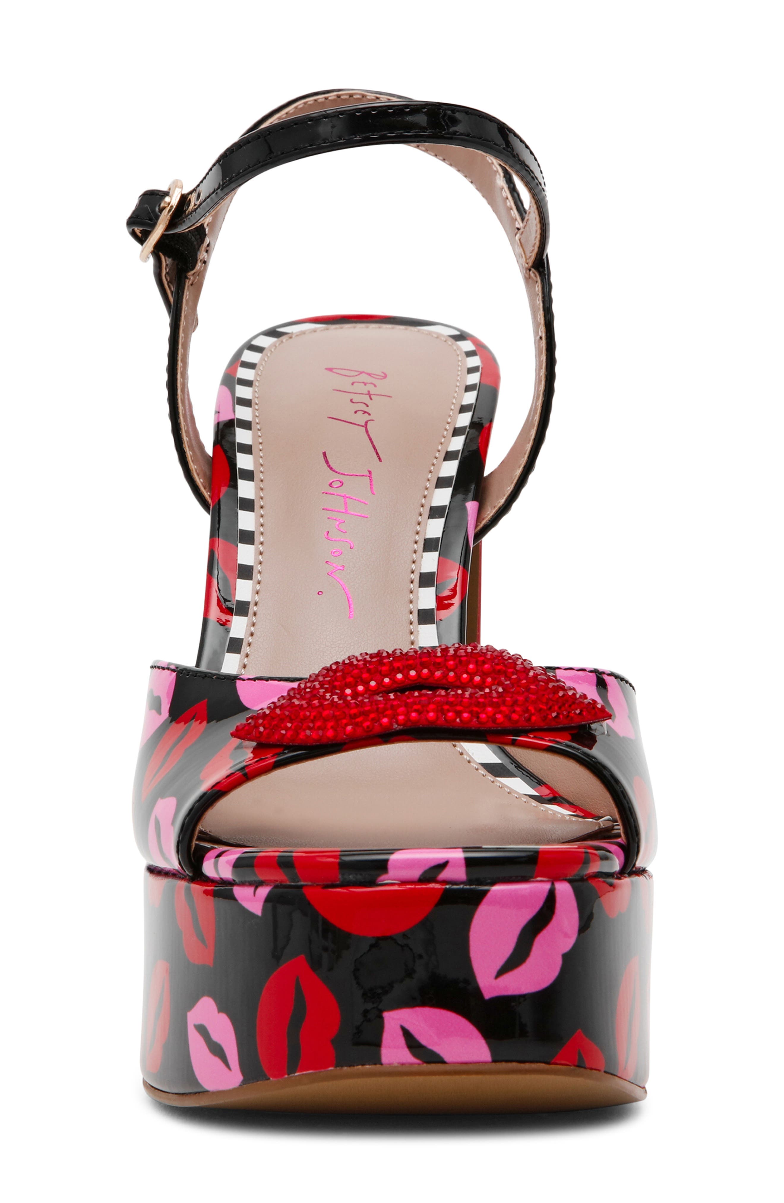 Betsey Johnson Allyson Ankle Strap Platform Sandal, Alternate, color, Multi Lips