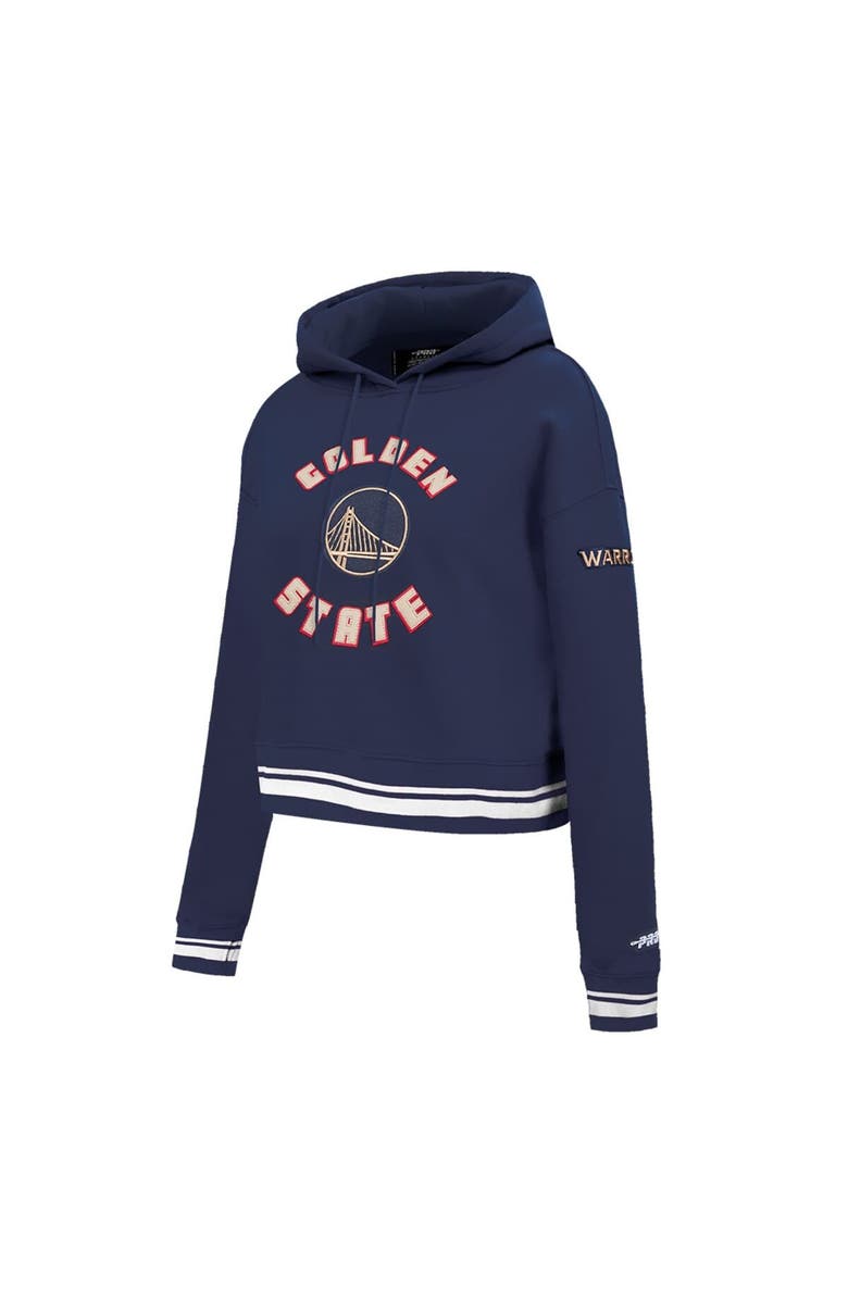 PRO STANDARD Women's Pro Standard Navy Golden State Warriors 2024/25 City Edition Chenille Applique Cropped Pullover Hoodie, Alternate, color, 