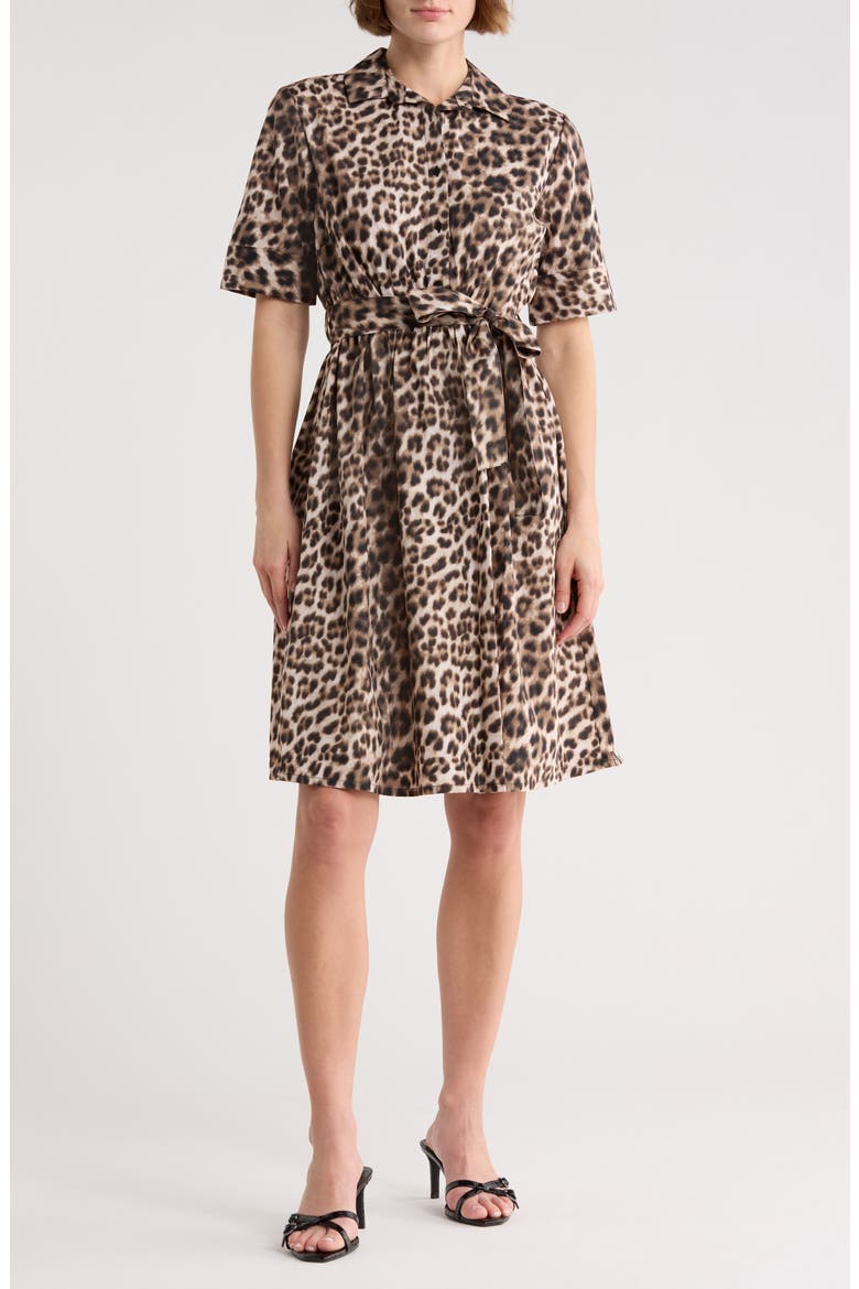 Leopard Print Shirtdress, Main, color, CAPPCUCINO MULTI