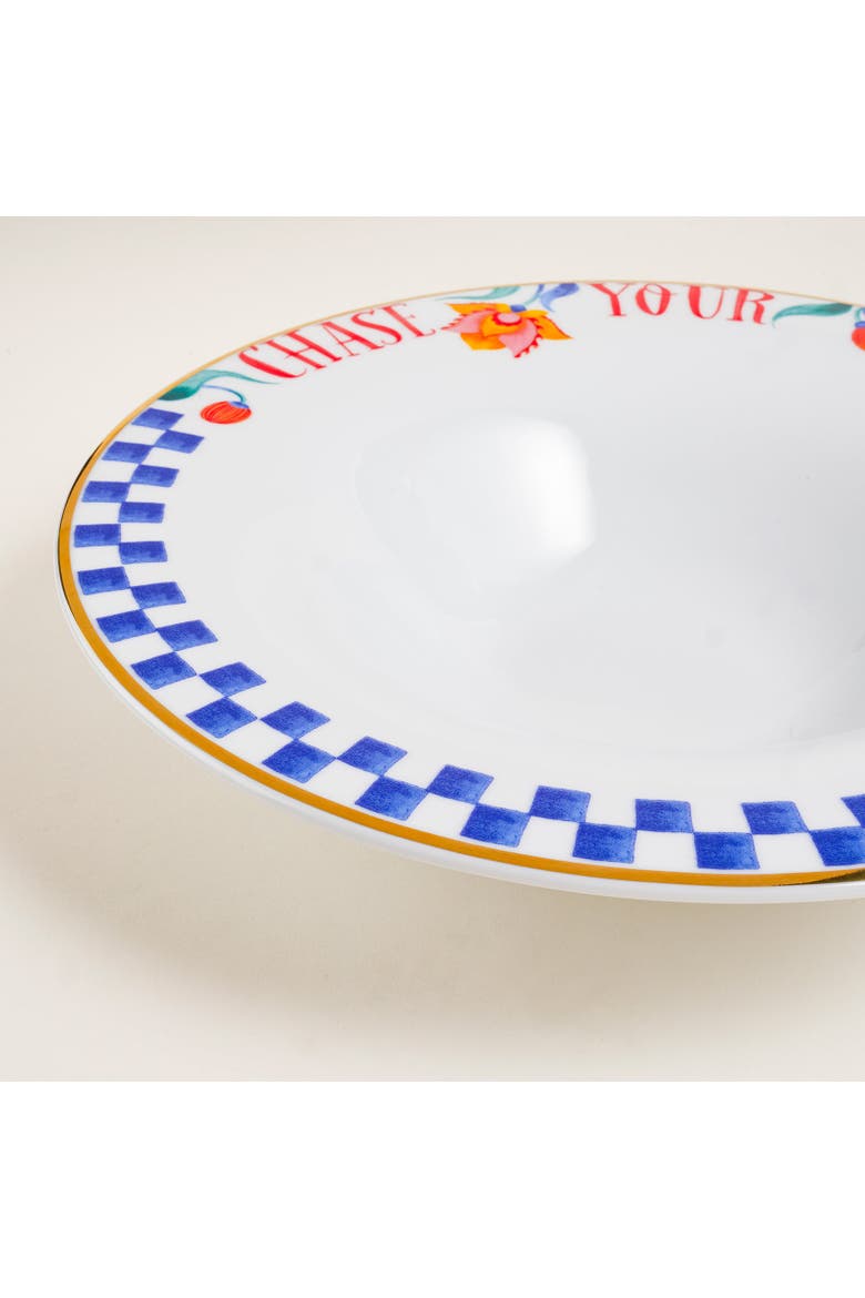 Lublin Energy Rimmed Porcelain Pasta Artisan Ceramic, Alternate, color, White