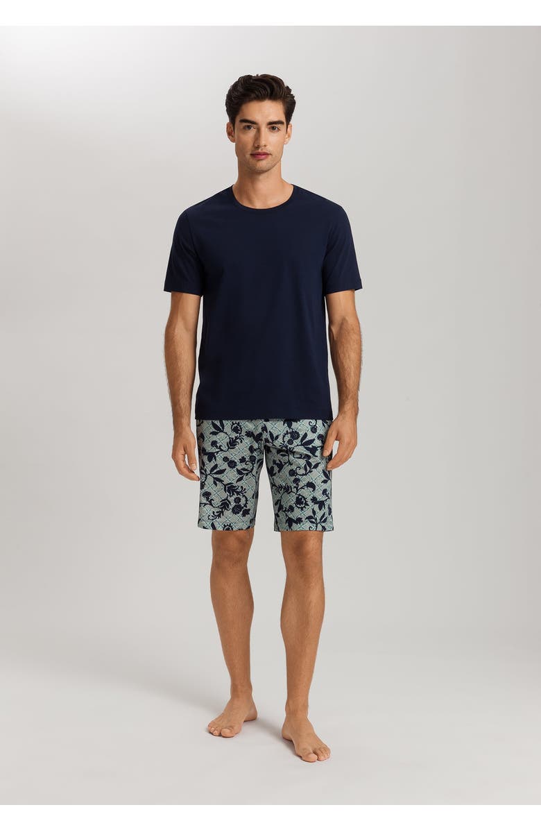 Hanro Night And Day Drawstring Cotton Shorts, Alternate, color, Moonshine Tiles