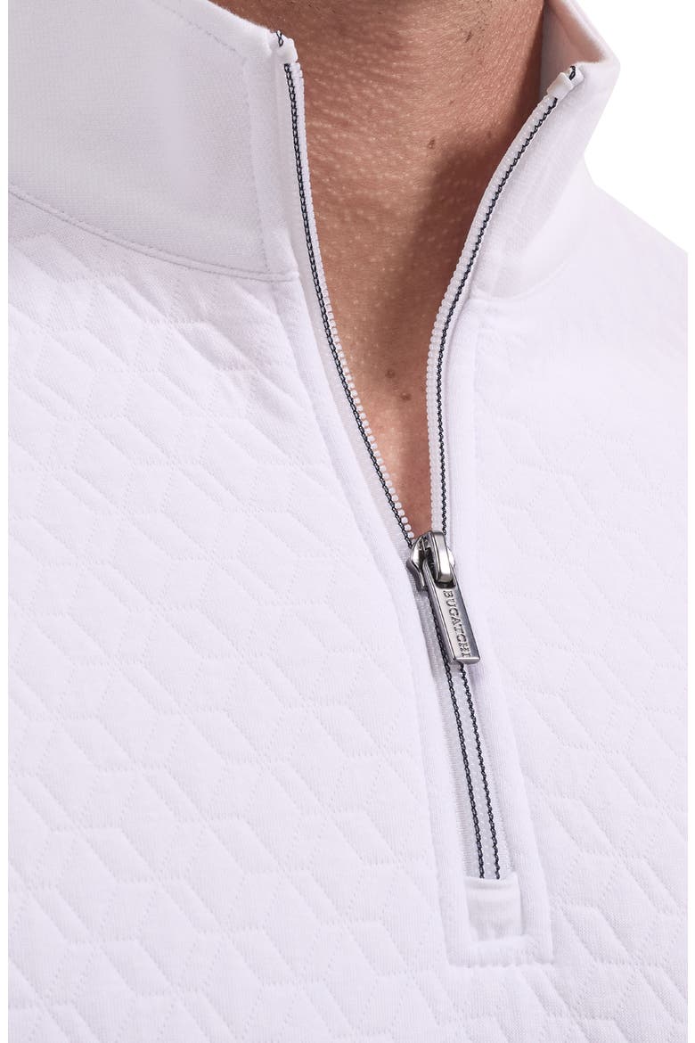 Diamond Quilted Quarter Zip Pullover, Alternate, color, WHITE