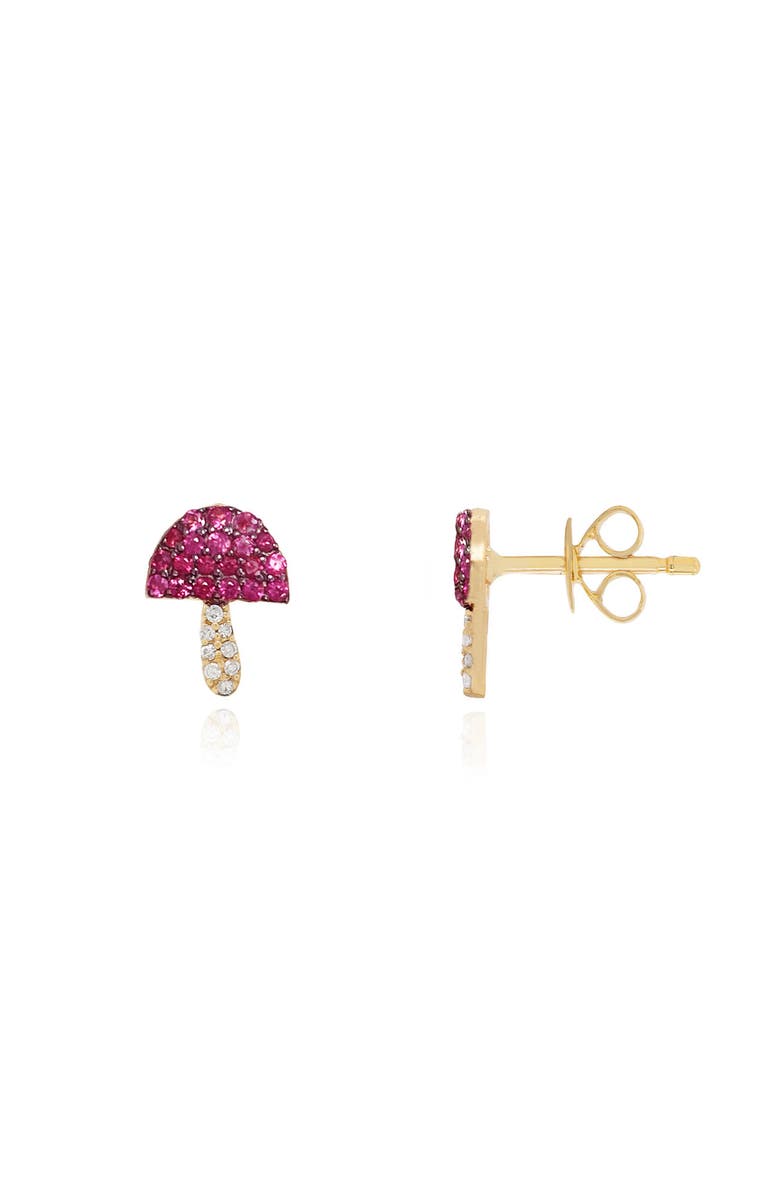 The Lovery Fine Jewelry Ruby Mushroom Stud Earrings, Main, color, Ruby
