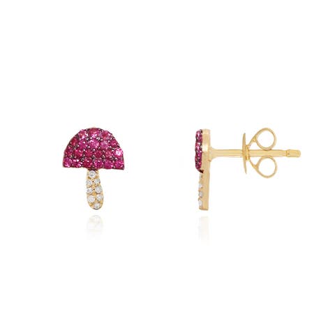 Ruby Mushroom Stud Earrings