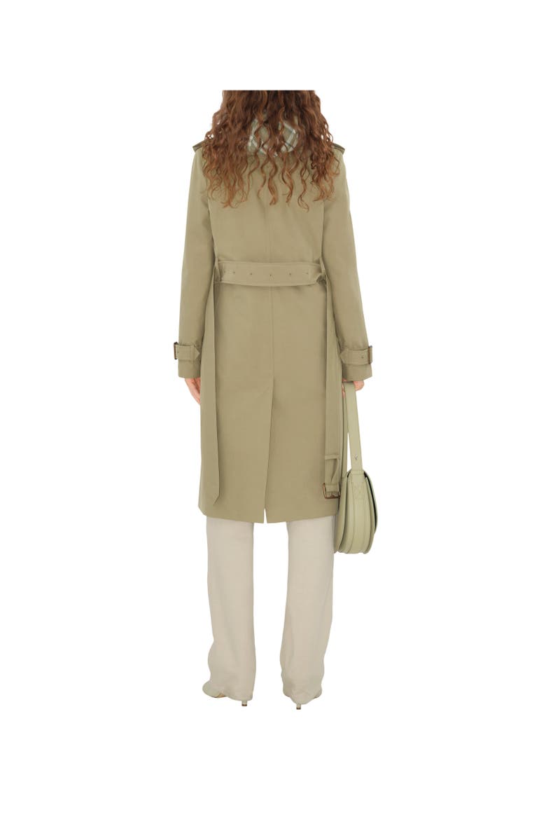 Burberry Long Gabardine Trench Coat, Alternate, color, Skylark
