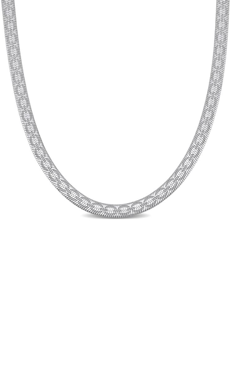 DELMAR Herringbone Necklace, Main, color, Silver