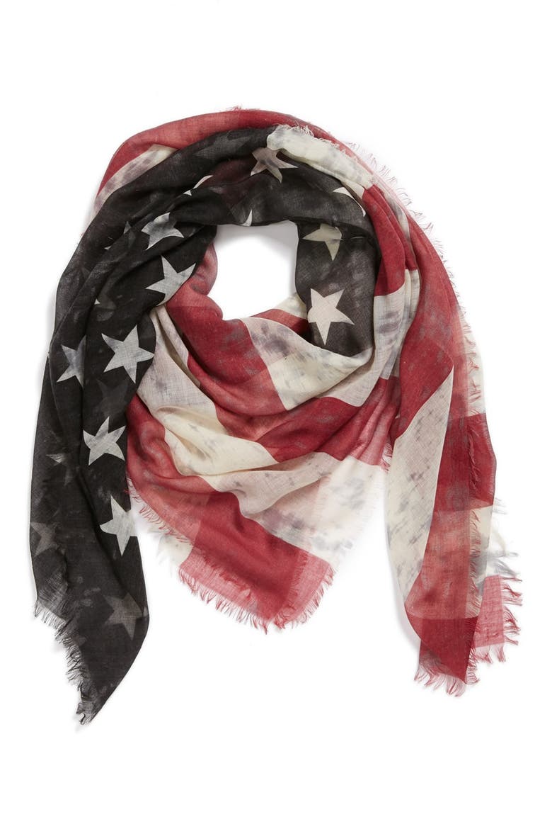 American Flag Scarf, Main, color, BLACK/ WHITE/ RED