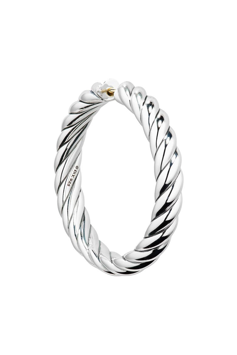 Sculpted Cable Hoop Earrings, Alternate, color, STERLING SILVER
