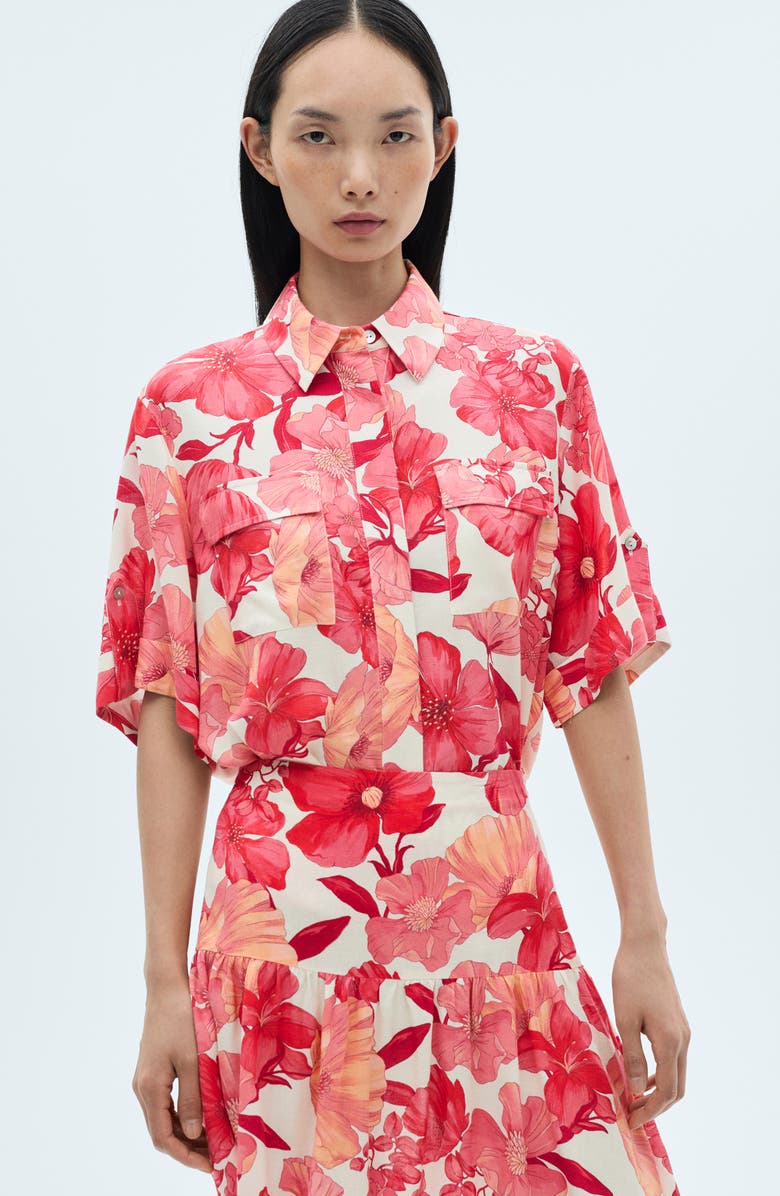 MANGO Floral Ruffle Skirt, Alternate, color, 