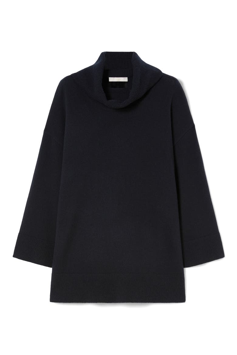 Cashmere Sweater with Removable Collar, Alternate, color, MIDNIGHT BLUE