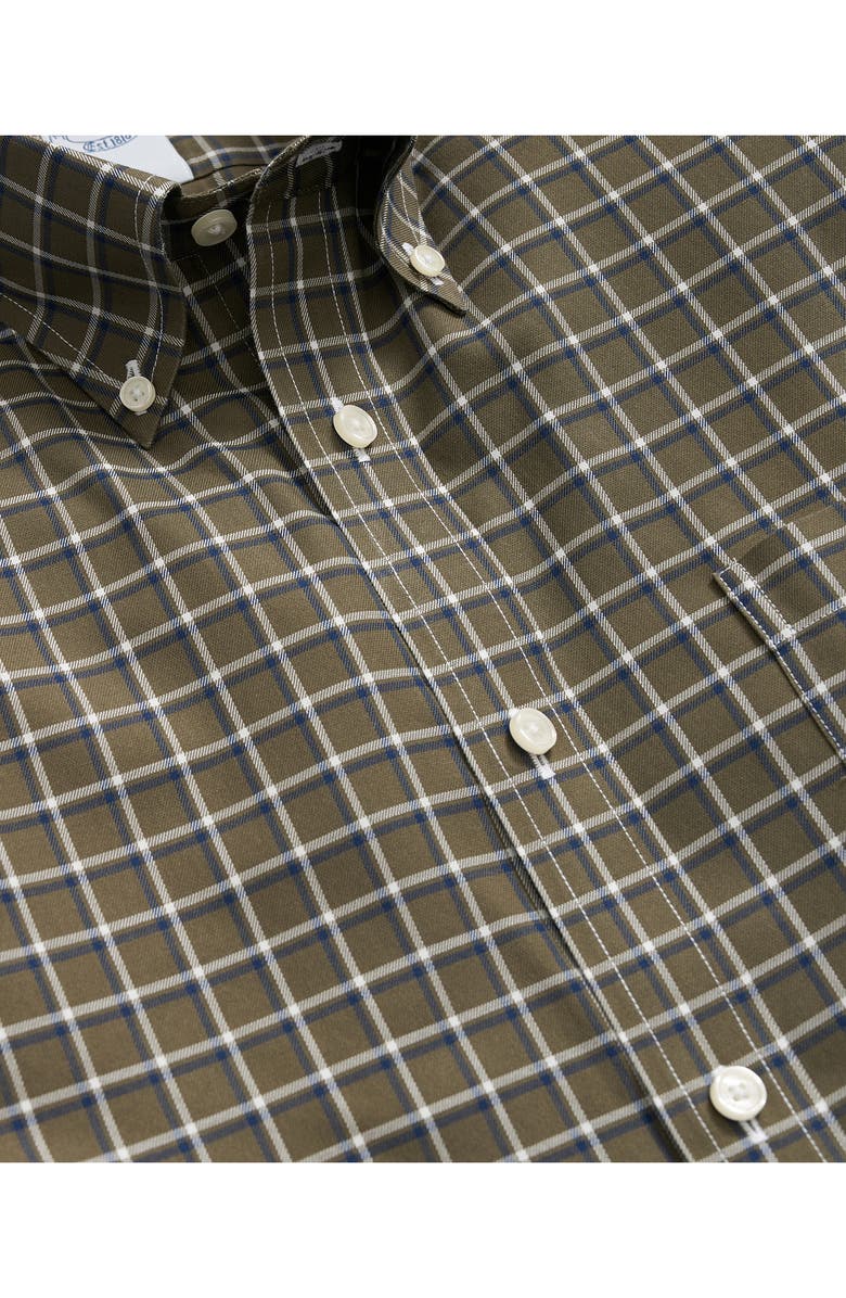 Brooks Brothers Fall Check Regular Fit Non-Iron Stretch Button-Down Shirt, Alternate, color, Olive