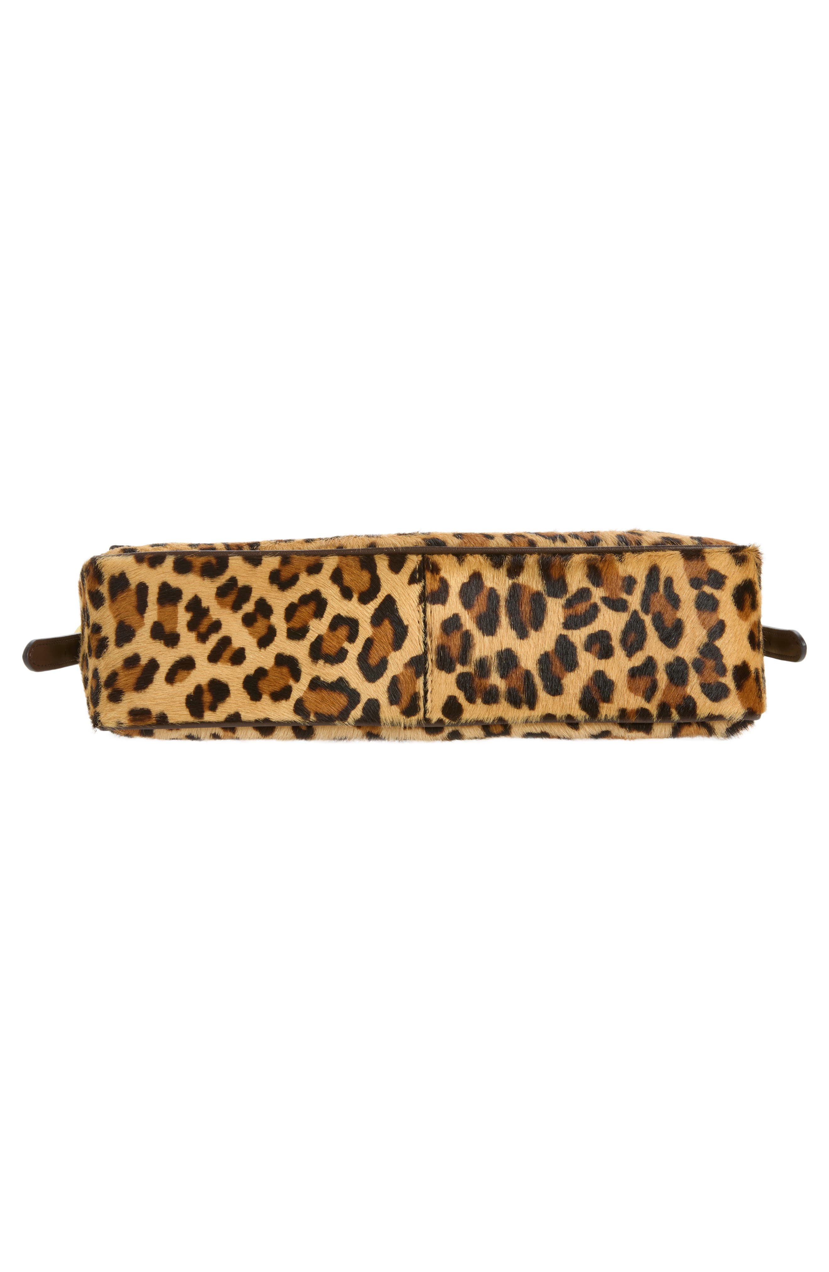 Haircalf Shoulder Bag, Alternate, color, DARK BROWN/ LEPORD PRINT