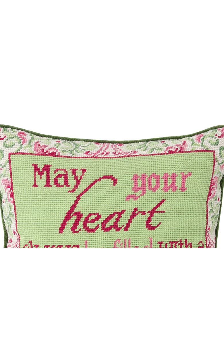 May Your Heart Always Be Needlepoint Accent Throw Pillow, Alternate, color, Pink