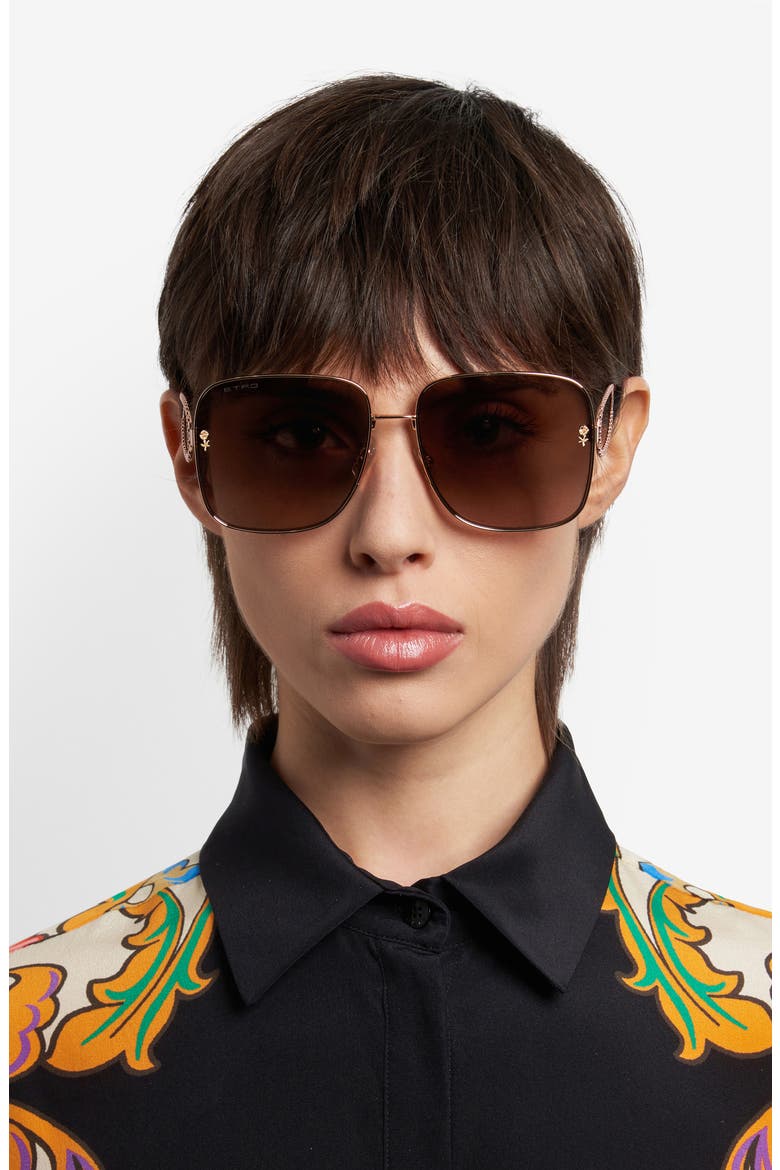 61mm Gradient Square Sunglasses, Alternate, color, GOLD COPPER/ BROWN SF