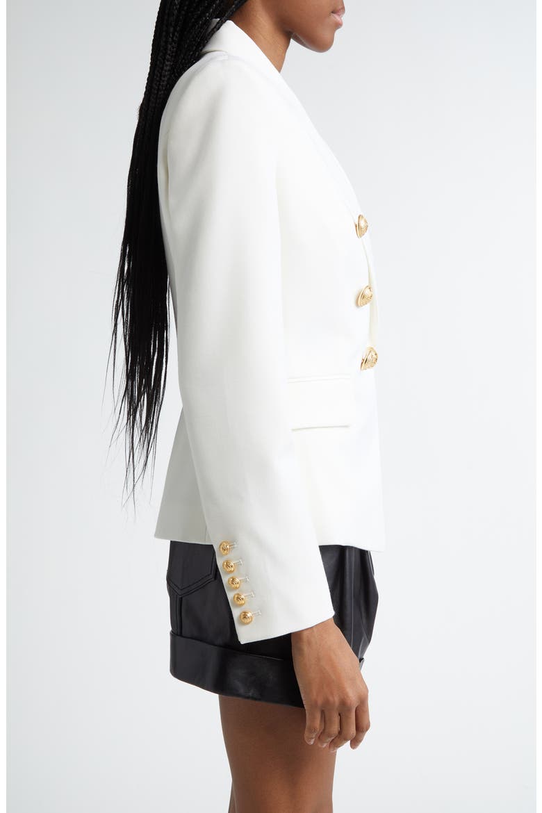 Double Breasted Wool Grain de Poudre Blazer, Alternate, color, WHITE