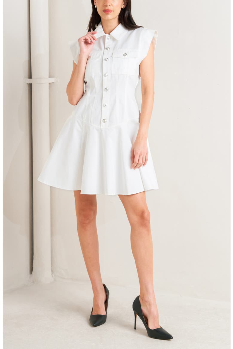 Denim Minidress, Alternate, color, WHITE