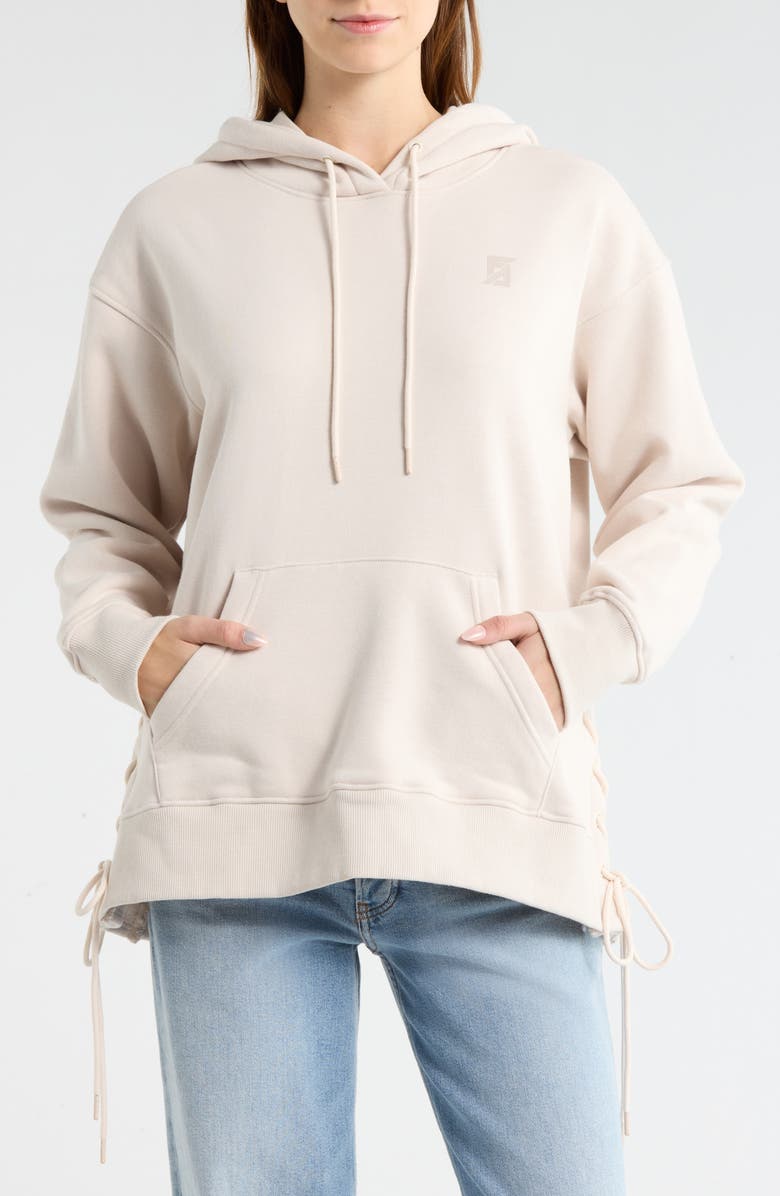 Faith Connexion Silicon Fleece Pullover Hoodie, Main, color, Crystal Gray/ Magnolia