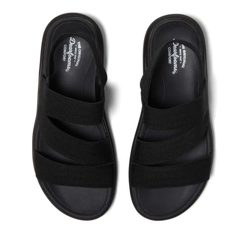 Dearfoams Emilia Elastic Gore Strappy Sandal In Black