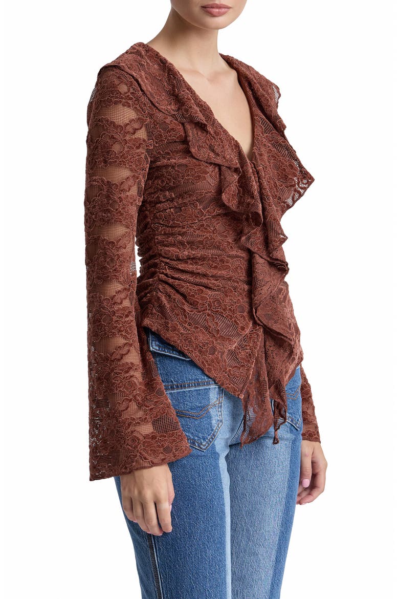 Ruffled Lace Top, Alternate, color, RUSSET