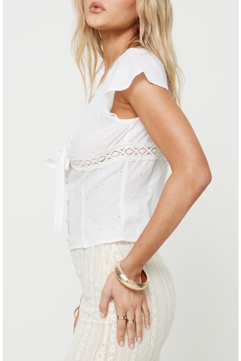 Tullock Lace Trim Top, Alternate, color, WHITE