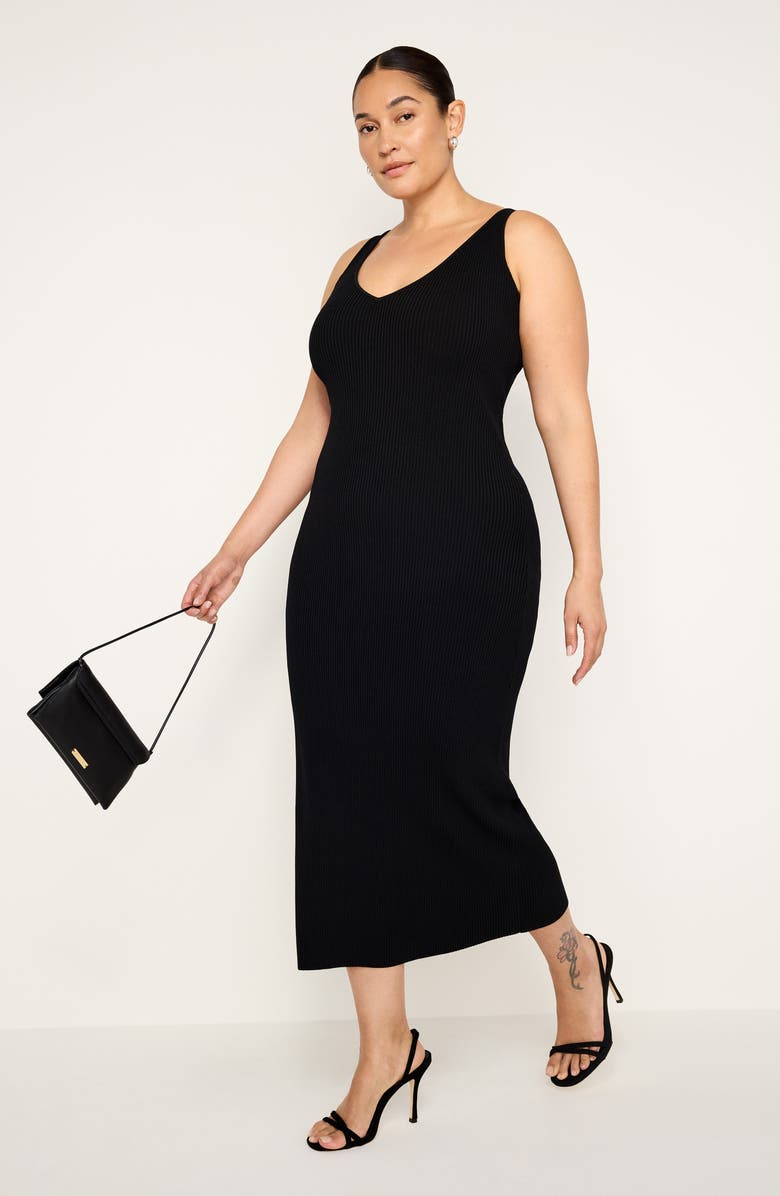 Good American Virgo Sleeveless Rib Sweater Dress, Alternate, color, Black001