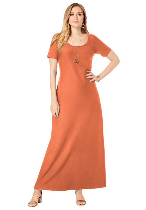 Stretch Cotton T-Shirt Maxi Dress (Plus) (Petite Available)