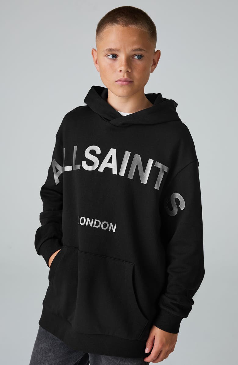 smALLSAINTS by ALLSAINTS Kids' Biggie Oversize Cotton Graphic Hoodie, Alternate, color, Black