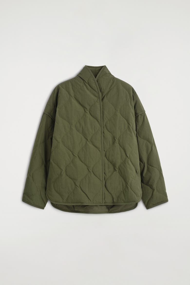 Shawl-collar Quilted Jacket, Alternate, color, KHAKI