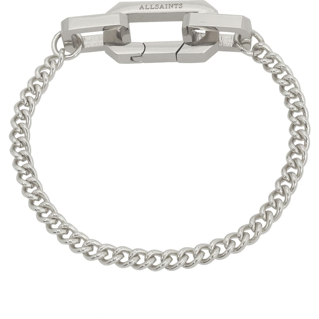 Allsaints Hexagon Link Curb Chain Bracelet In Brown