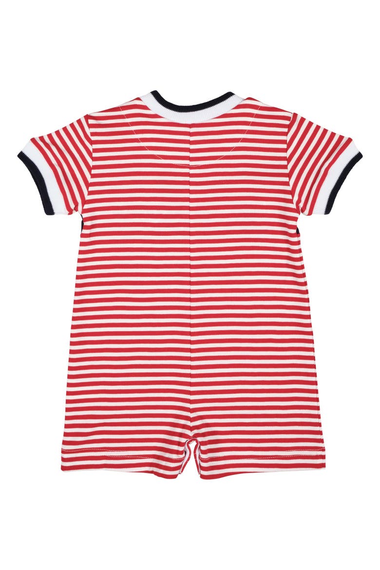 Stripe Knit Shortall With Nautical Applique, Alternate, color, Red/White