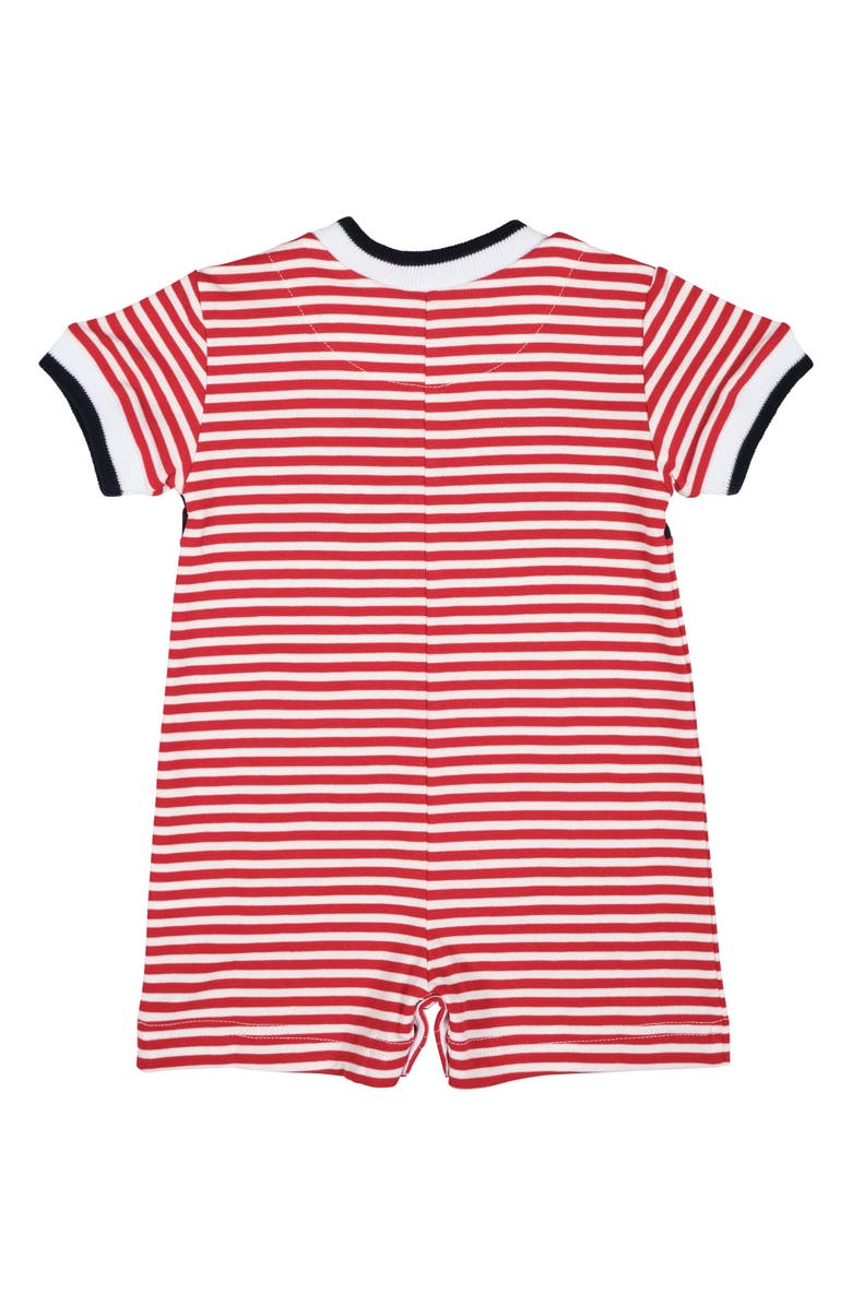 Florence Eiseman Stripe Knit Shortall With Nautical Applique, Alternate, color, Red/White
