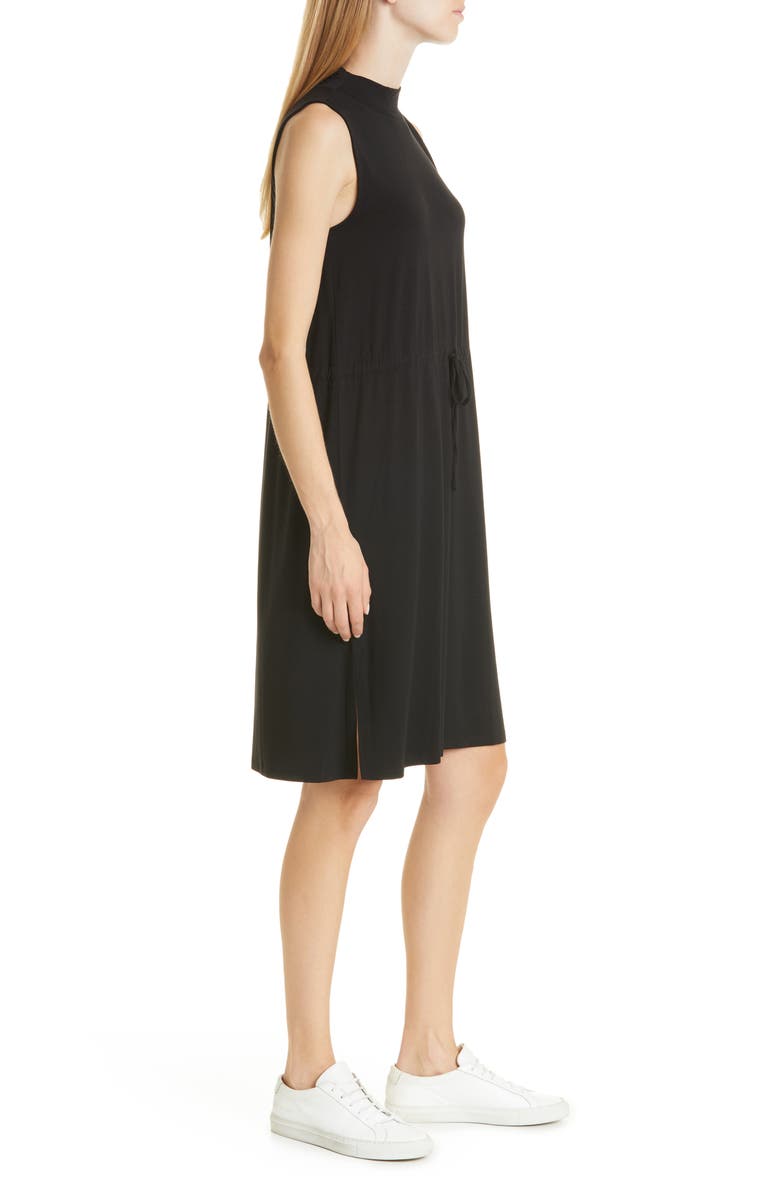 Eileen Fisher Mock Neck Tie Waist Sleeveless Dress, Alternate, color, 