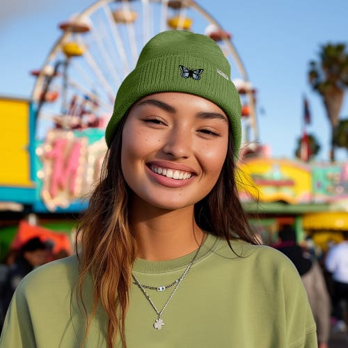 Dalix Butterfly Beanie In Olive