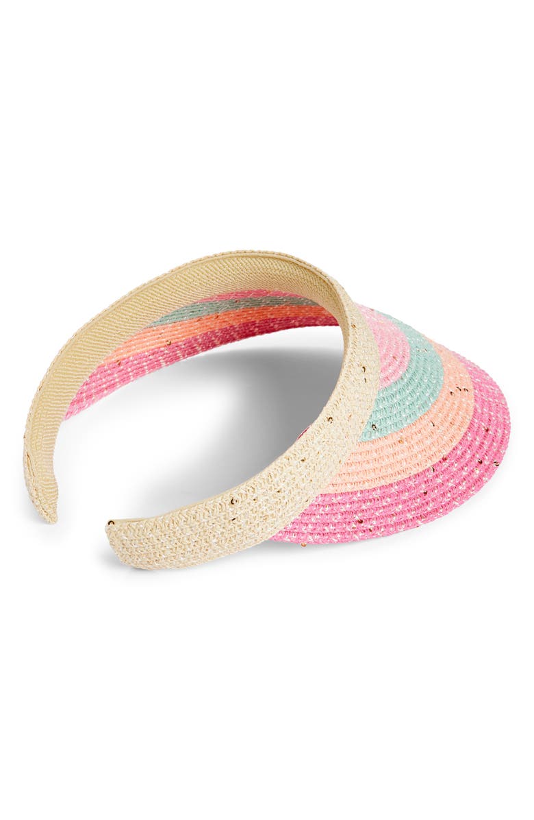 Capelli New York Kids' Sequin Straw Visor, Alternate, color, 