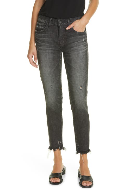 Diana Distressed Frayed Hem Skinny Jeans