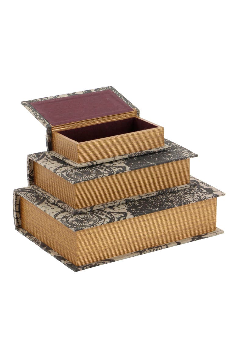 Set of 3 Faux Book Boxes, Alternate, color, MULTI COLORED