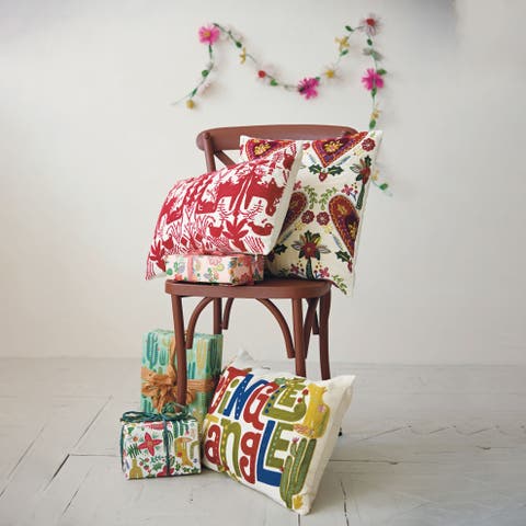 Cotton Slub Embroidered Lumbar Pillow