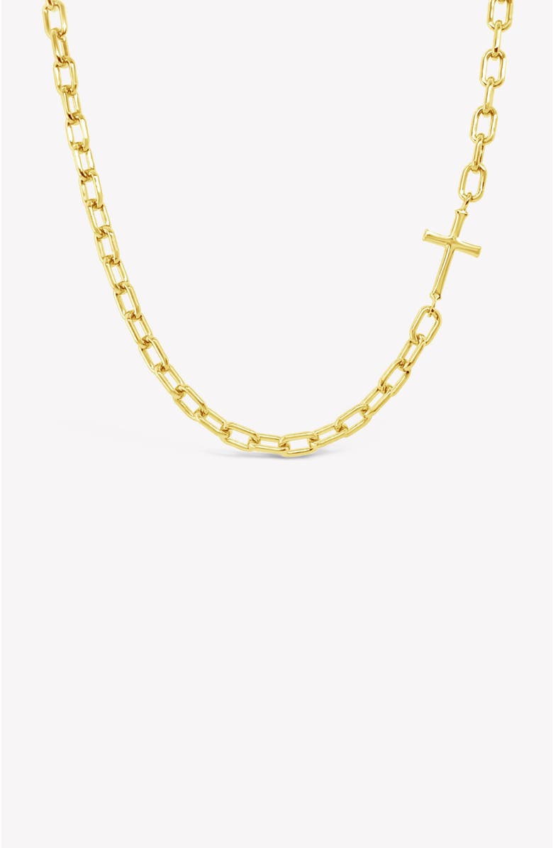 Rizen Jewelry Mini Chain Breaker Cross Necklace, Main, color, 18K Gold Plated