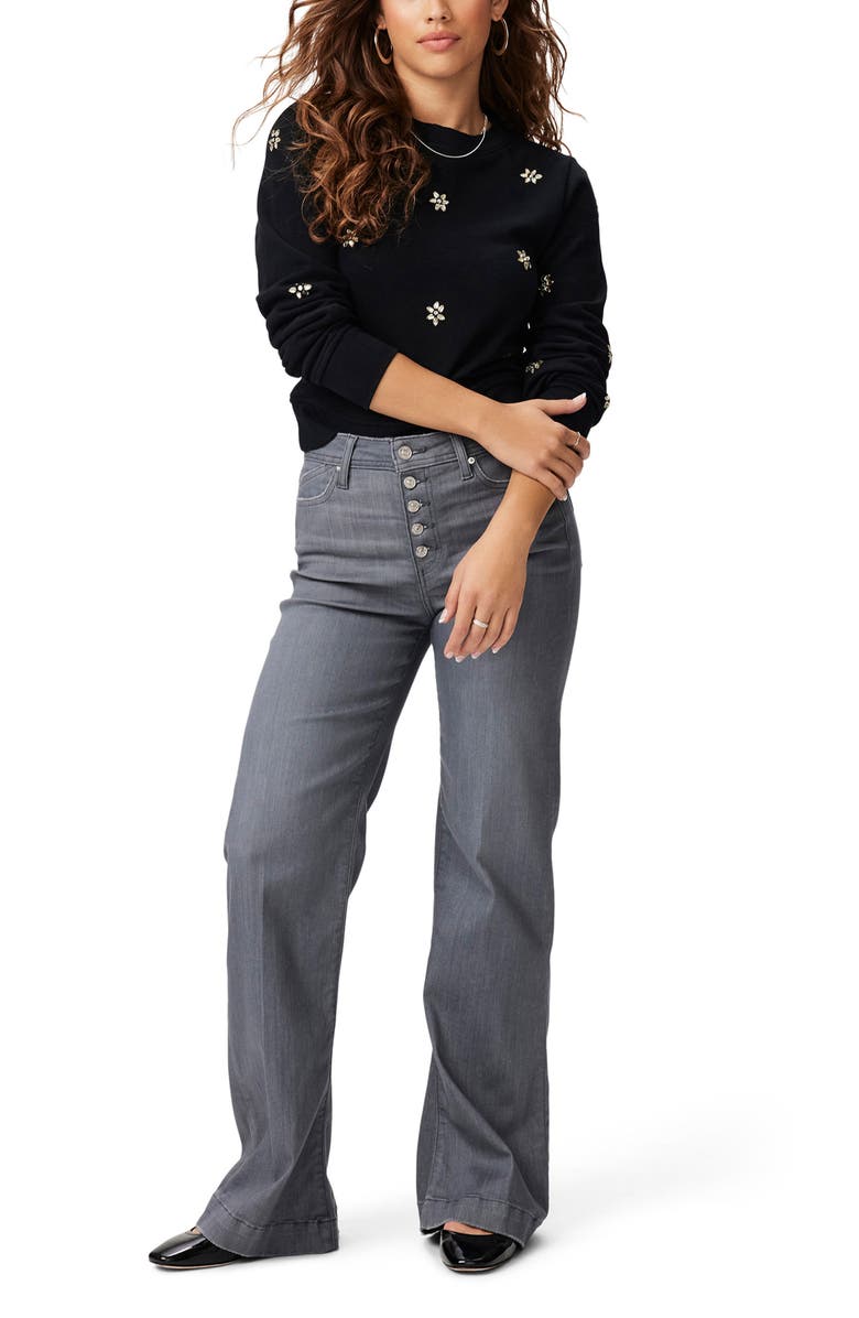 PAIGE Leenah Distressed High Waist Wide Leg Jeans, Alternate, color, 