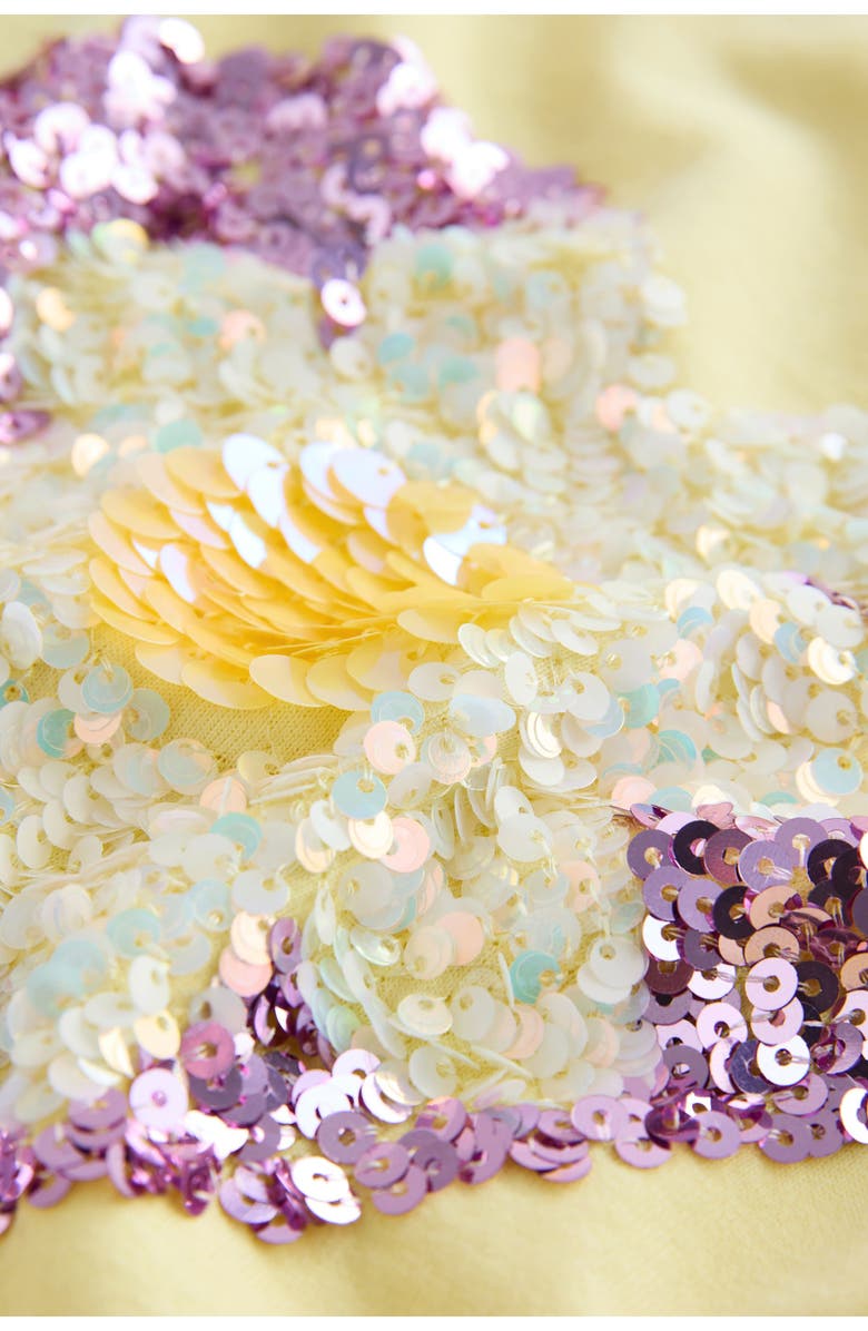 NEXT Kids' Daisy Heart Sequin Cotton T-Shirt, Alternate, color, Yellow