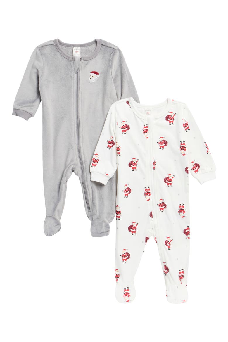 2-Pack Holiday Footie Pajamas, Main, color, SANTA